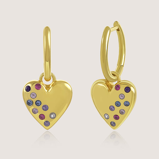 Multi-Colour Heart Earrings –  front angle highlighting its romantic, youthful, and elevated design from Nishani’s Heart Collection.