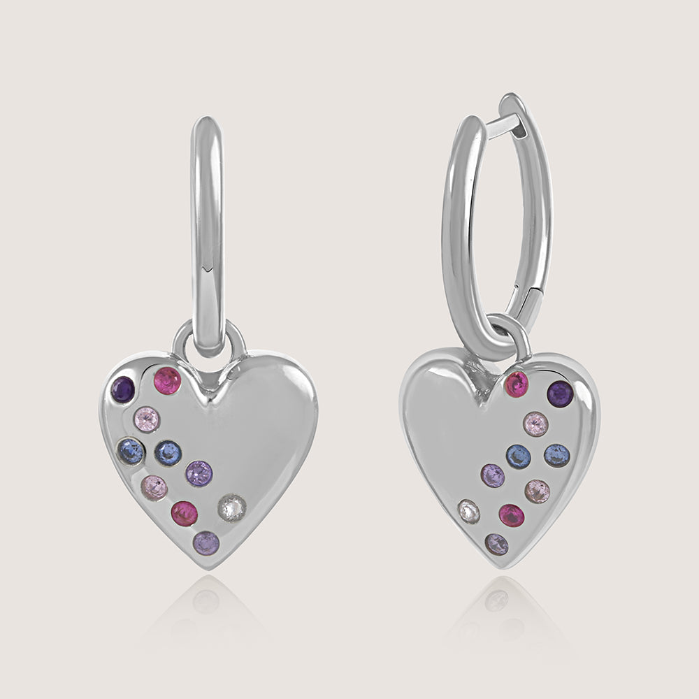 Multi-Colour Heart Earrings –  front angle highlighting its romantic, youthful, and elevated design from Nishani’s Heart Collection.