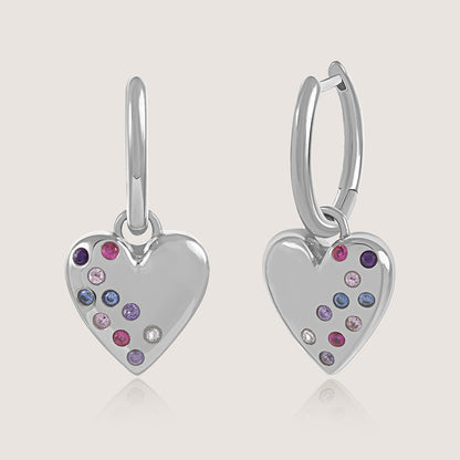 Multi-Colour Heart Earrings –  front angle highlighting its romantic, youthful, and elevated design from Nishani’s Heart Collection.