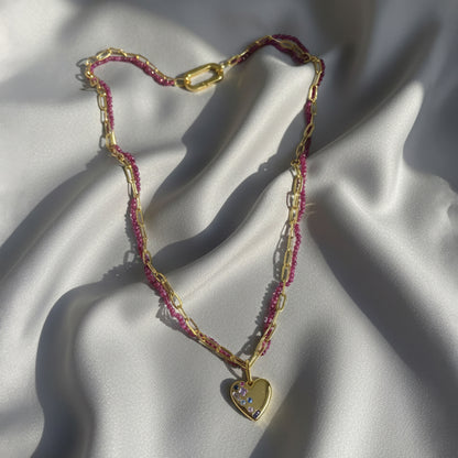 Multi-Colour Heart Necklace – front angle highlighting its romantic, youthful, and elevated design from Nishani’s Heart Collection.