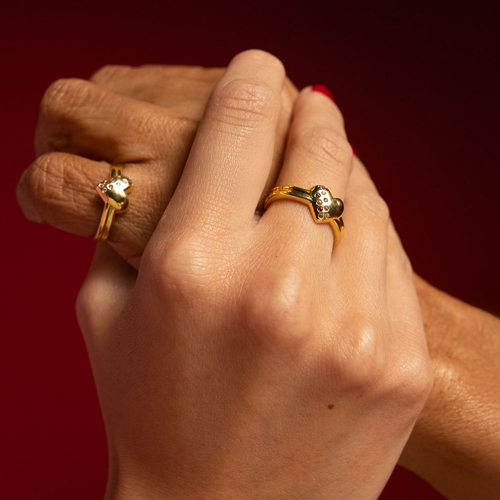 Multi-Colour Heart Ring – front angle highlighting its romantic, youthful, and elevated design from Nishani’s Heart Collection.