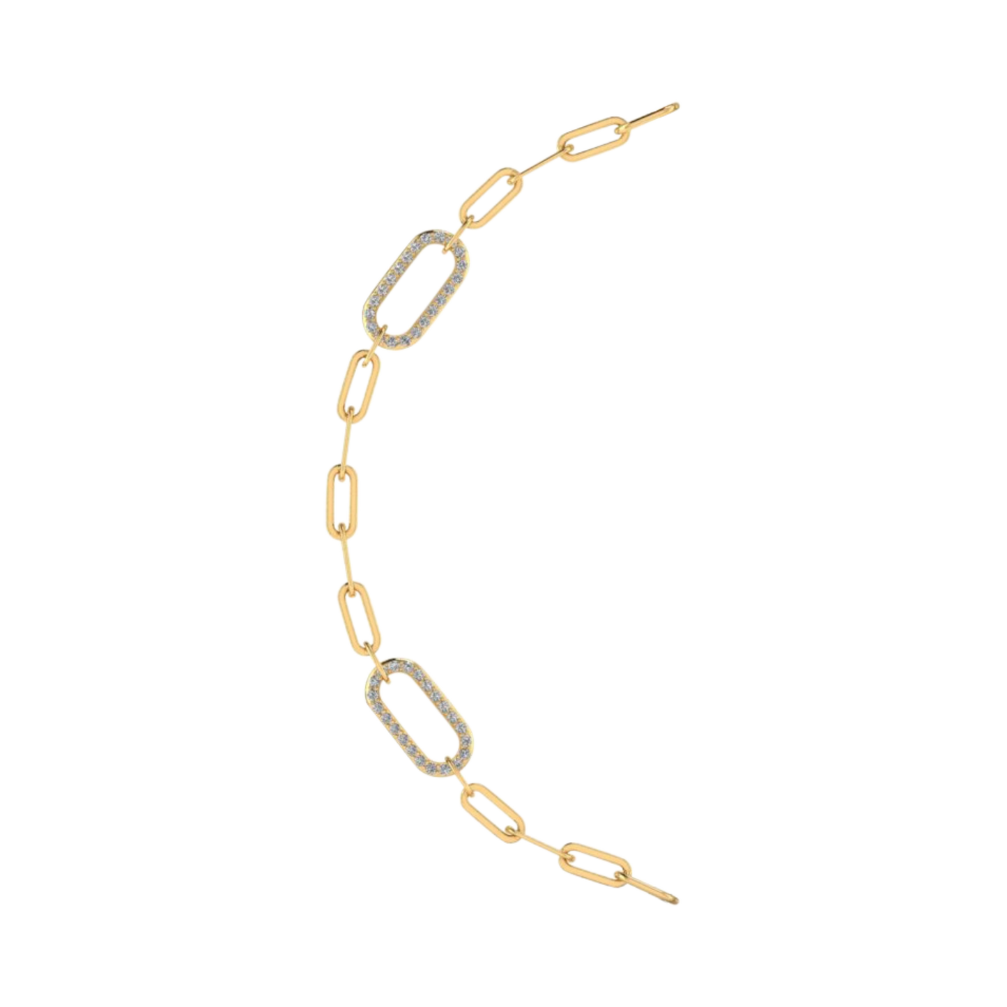 Paper Clip Chain with Cubic Zircon