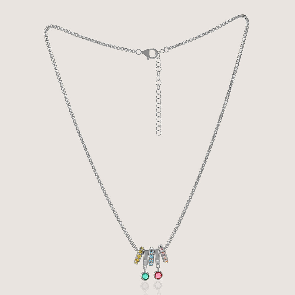 Rhodium-plated 925 silver mother-daughter necklace, elegant and sentimental 