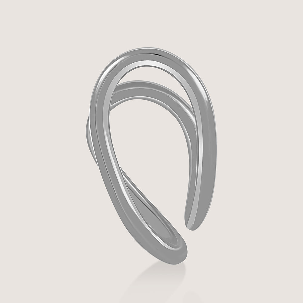 Side of Ukiyo Curved Studs — a minimal, rhodium-plated 925 silver design crafted for everyday wear from Nishani’s Ukiyo collection.