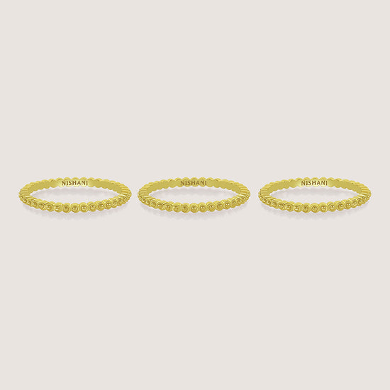Side of Ukiyo Trio Ball Rings — a minimal, gold-plated 925 silver design crafted for everyday wear from Nishani’s Ukiyo collection.