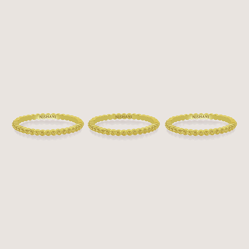 Side of Ukiyo Trio Ball Rings — a minimal, gold-plated 925 silver design crafted for everyday wear from Nishani’s Ukiyo collection.
