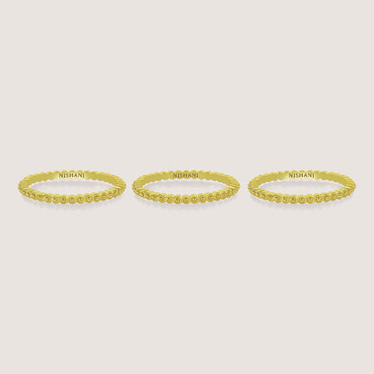 Side of Ukiyo Trio Ball Rings — a minimal, gold-plated 925 silver design crafted for everyday wear from Nishani’s Ukiyo collection.