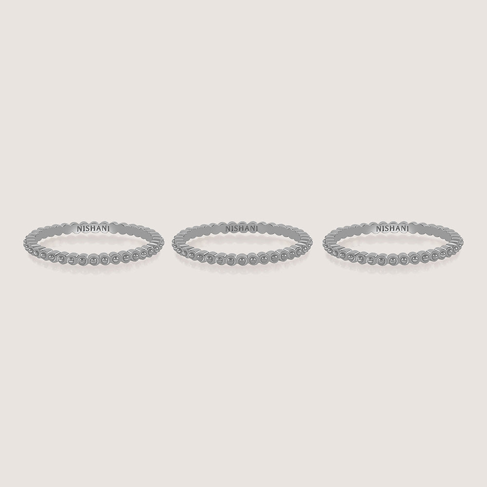 Side of Ukiyo Trio Ball Rings — a minimal, rhodium-plated 925 silver design crafted for everyday wear from Nishani’s Ukiyo collection.