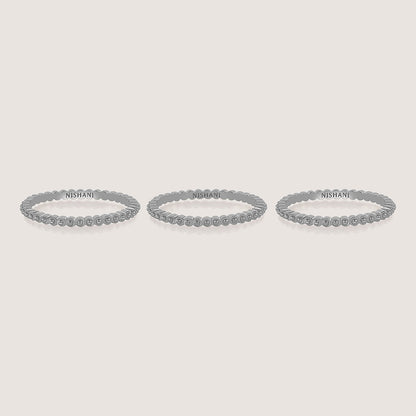 Side of Ukiyo Trio Ball Rings — a minimal, rhodium-plated 925 silver design crafted for everyday wear from Nishani’s Ukiyo collection.