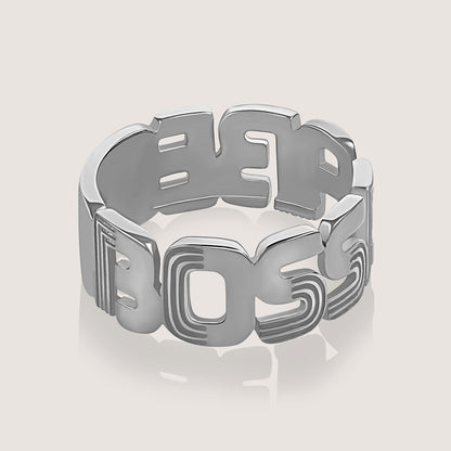 Sophisticated Boss Babe ring made of 925 silver with rhodium plating, a statement of confidence and style.