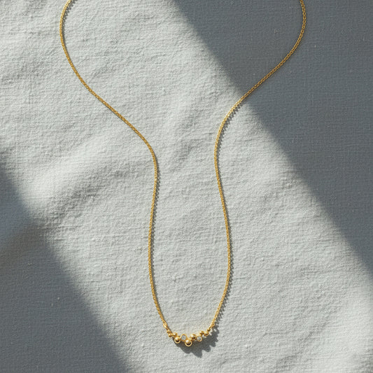 Ukiyo Ball Necklace — a minimal, gold-plated 925 silver design crafted for everyday wear from Nishani’s Ukiyo collection.