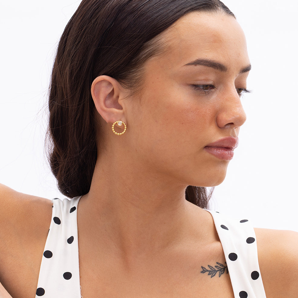 Ukiyo Ball Studs — a minimal, gold-plated 925 silver design crafted for everyday wear from Nishani’s Ukiyo collection.