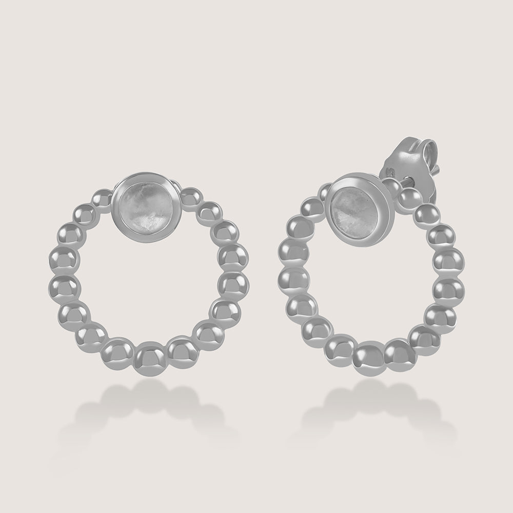 Ukiyo Ball Studs — a minimal, rhodium-plated 925 silver design crafted for everyday wear from Nishani’s Ukiyo collection.
