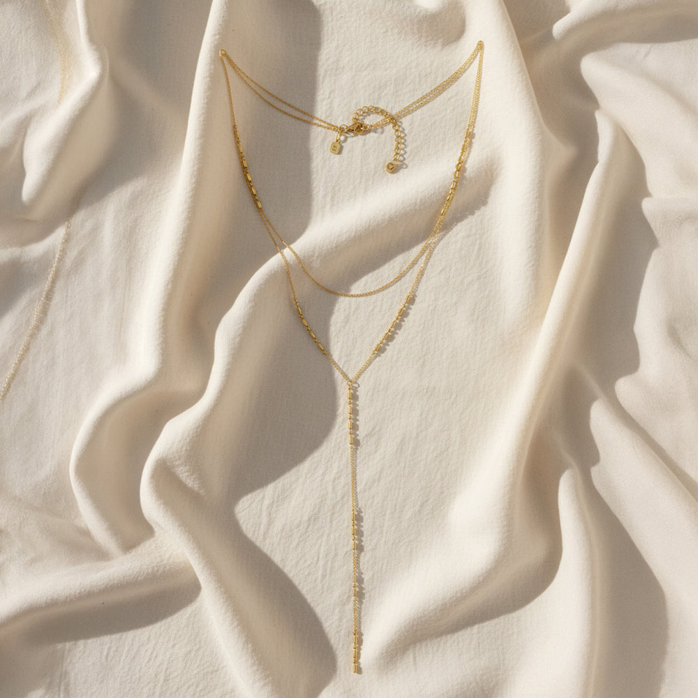 Ukiyo Layered Necklace — a minimal, gold-plated 925 silver design crafted for everyday wear from Nishani’s Ukiyo collection.