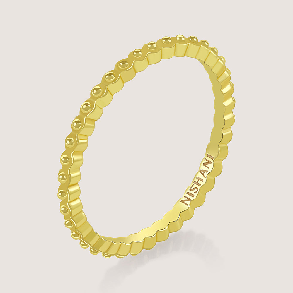 Ukiyo Trio Ball Rings — a minimal, gold-plated 925 silver design crafted for everyday wear from Nishani’s Ukiyo collection.