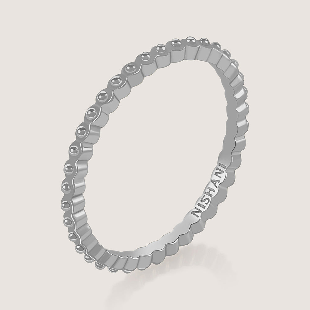 Ukiyo Trio Ball Rings — a minimal, rhodium-plated 925 silver design crafted for everyday wear from Nishani’s Ukiyo collection.