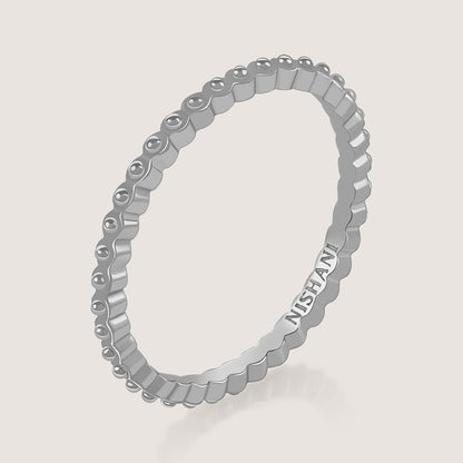 Ukiyo Trio Ball Rings — a minimal, rhodium-plated 925 silver design crafted for everyday wear from Nishani’s Ukiyo collection.