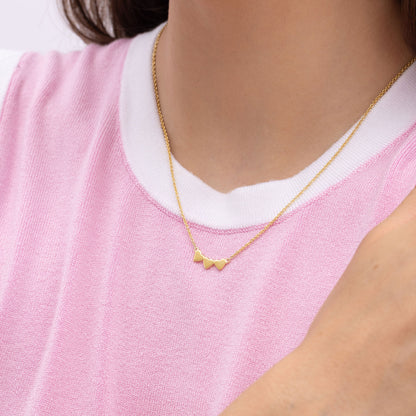 Ukiyo Triple Heart Necklace — a minimal, gold-plated 925 silver design crafted for everyday wear from Nishani’s Ukiyo collection.