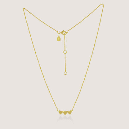 Ukiyo Triple Heart Necklace — a minimal, gold-plated 925 silver design crafted for everyday wear from Nishani’s Ukiyo collection.