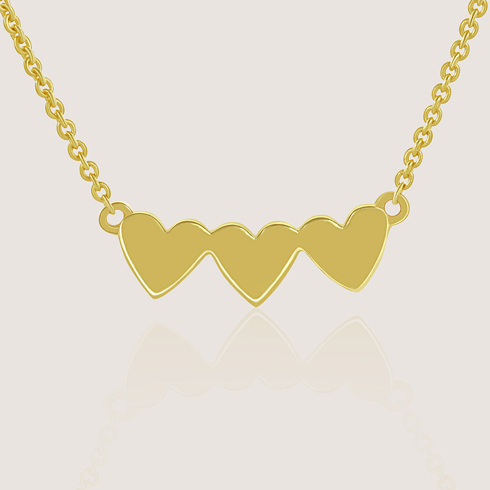 Ukiyo Triple Heart Necklace — a minimal, gold-plated 925 silver design crafted for everyday wear from Nishani’s Ukiyo collection.