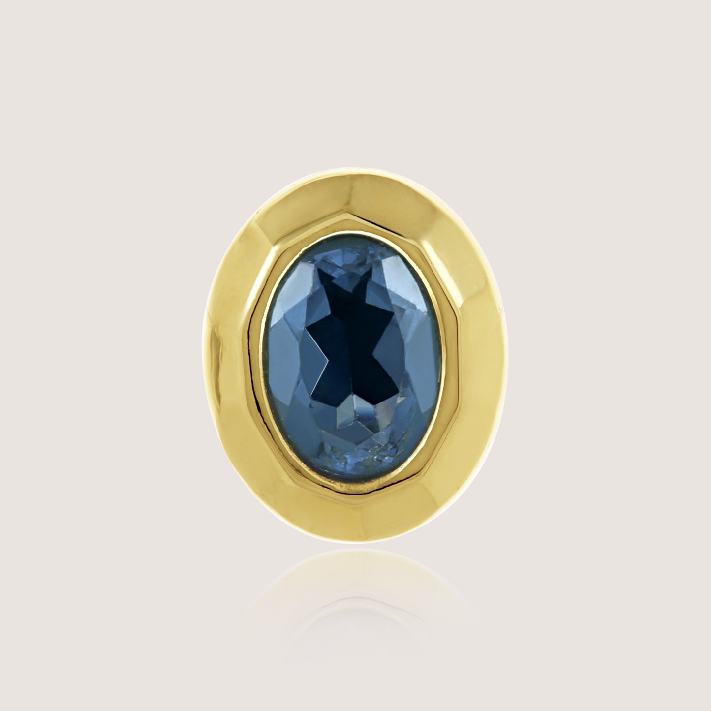White Background - Close-up of KiraKira Sapphire Stud Earrings | 925 Silver Gold-Plated from Nishani’s Kira Kira festive collection — handcrafted sapphire jewelry, earrings in gold-plated 925 silver.