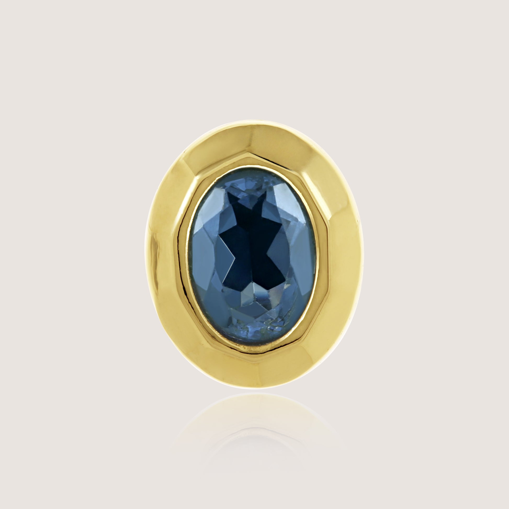 White Background - Close-up of KiraKira Sapphire Stud Earrings | 925 Silver Gold-Plated from Nishani’s Kira Kira festive collection — handcrafted sapphire jewelry, earrings in gold-plated 925 silver.