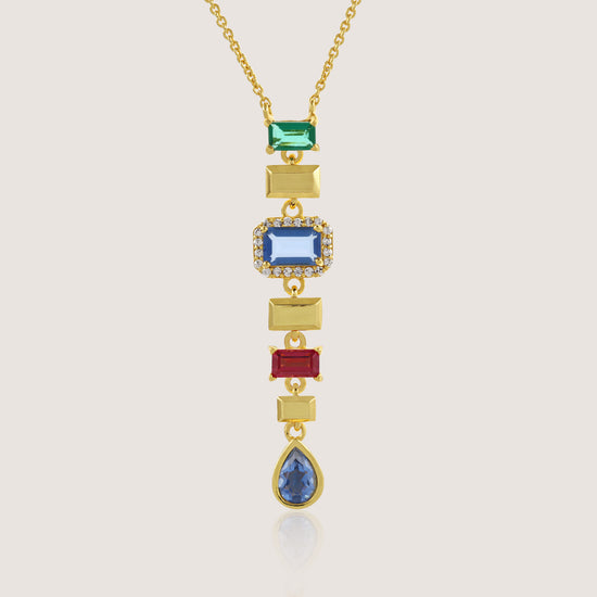 White Background - Close-up of KiraKira Statement Necklace | 925 Silver Gold-Plated from Nishani’s Kira Kira festive collection — handcrafted necklace in gold-plated 925 silver.