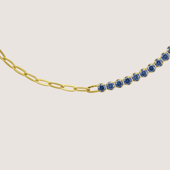 White Background - Close-up of KiraKira Tennis Bracelet | 925 Silver Gold Plated from Nishani’s Kira Kira festive collection — handcrafted bracelet in gold-plated 925 silver.
