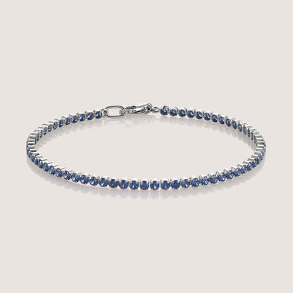 White Background - Close-up of KiraKira Tennis Bracelet Blue | 925 Silver Gold & Rhodium-Plated from Nishani’s Kira Kira festive collection — handcrafted bracelet in gold-plated 925 silver.