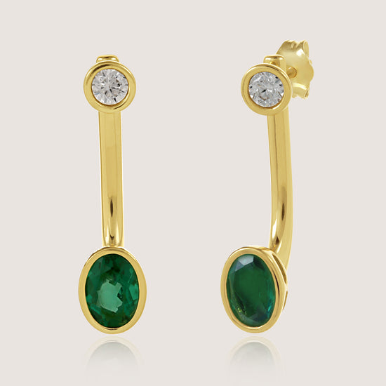 White Background - Front of KiraKira Front-Back Earrings | 925 Silver Gold-Plated from Nishani’s Kira Kira festive collection — handcrafted earrings in gold-plated 925 silver.