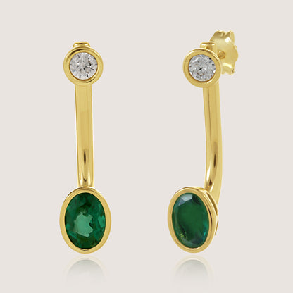 White Background - Front of KiraKira Front-Back Earrings | 925 Silver Gold-Plated from Nishani’s Kira Kira festive collection — handcrafted earrings in gold-plated 925 silver.