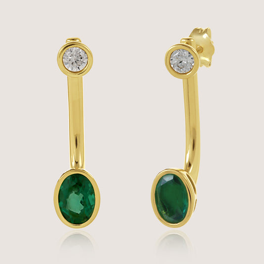 White Background - Front of KiraKira Front-Back Earrings | 925 Silver Gold-Plated from Nishani’s Kira Kira festive collection — handcrafted earrings in gold-plated 925 silver.