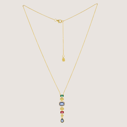 White Background - Front of KiraKira Statement Necklace | 925 Silver Gold-Plated from Nishani’s Kira Kira festive collection — handcrafted necklace in gold-plated 925 silver.