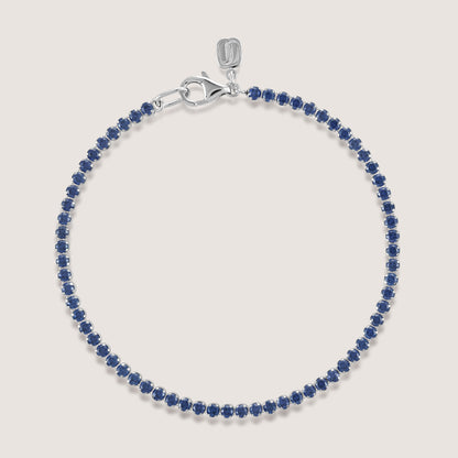 White Background - Front of KiraKira Tennis Bracelet Blue | 925 Silver Gold & Rhodium-Plated from Nishani’s Kira Kira festive collection — handcrafted bracelet in gold-plated 925 silver.