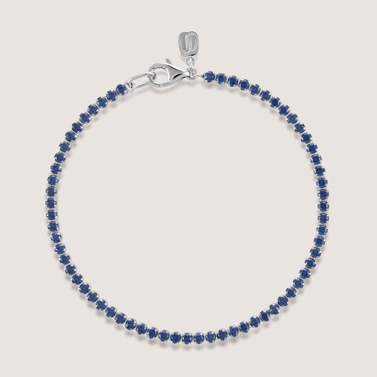 White Background - Front of KiraKira Tennis Bracelet Blue | 925 Silver Gold & Rhodium-Plated from Nishani’s Kira Kira festive collection — handcrafted bracelet in gold-plated 925 silver.