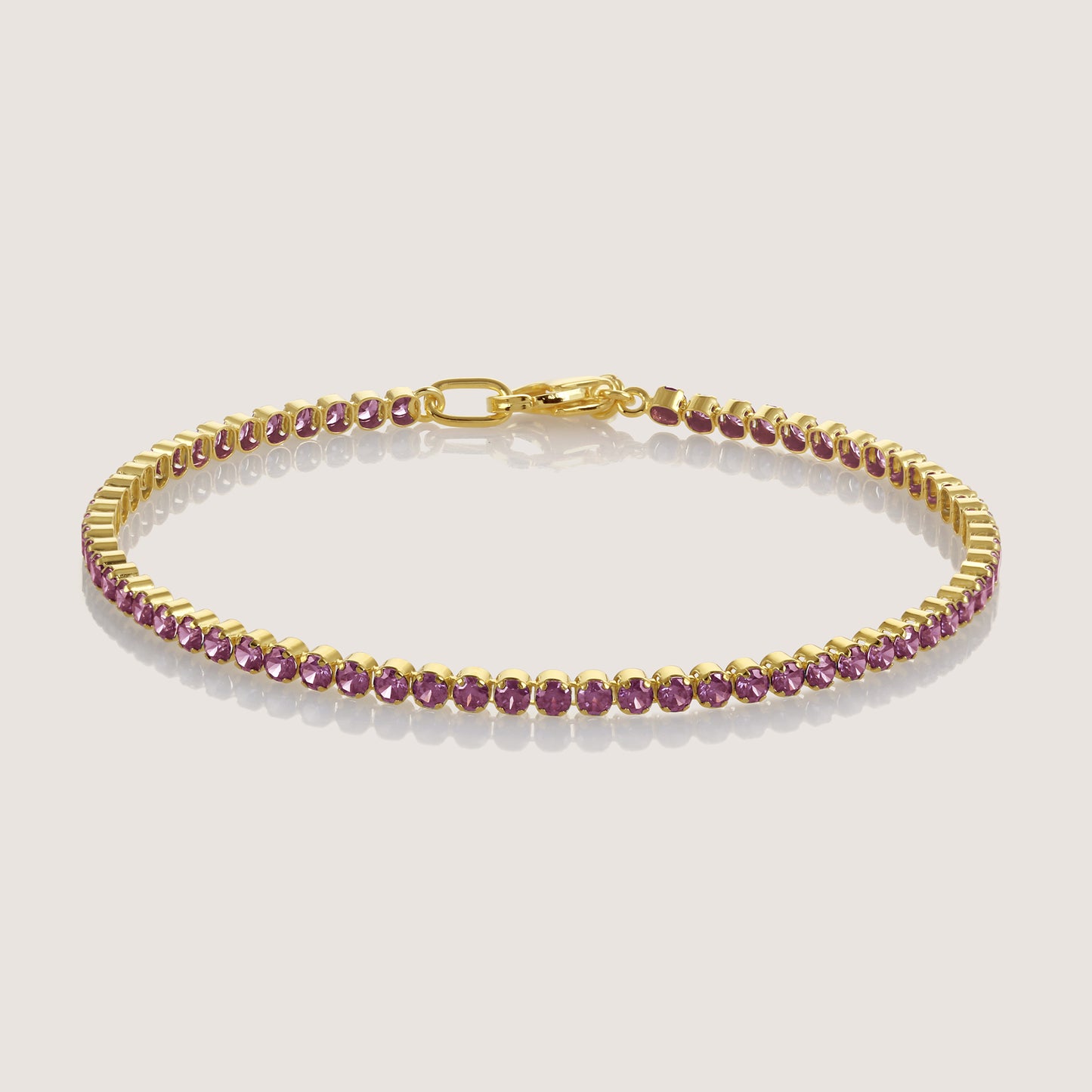 White Background - Front of KiraKira Tennis Bracelet Red | 925 Silver Gold & Rhodium-Plated from Nishani’s Kira Kira festive collection — handcrafted bracelet in gold-plated 925 silver.