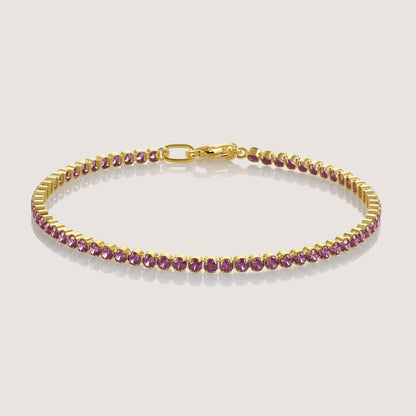 White Background - Front of KiraKira Tennis Bracelet Red | 925 Silver Gold & Rhodium-Plated from Nishani’s Kira Kira festive collection — handcrafted bracelet in gold-plated 925 silver.