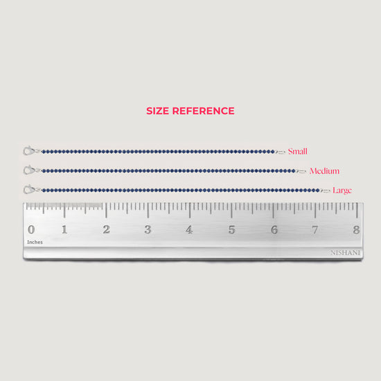 White Background - Front of KiraKira Tennis Bracelet size chart 
