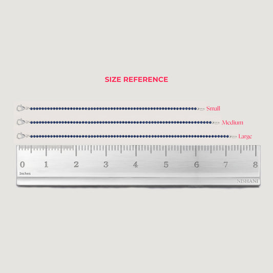 White Background - Front of KiraKira Tennis Bracelet size chart 