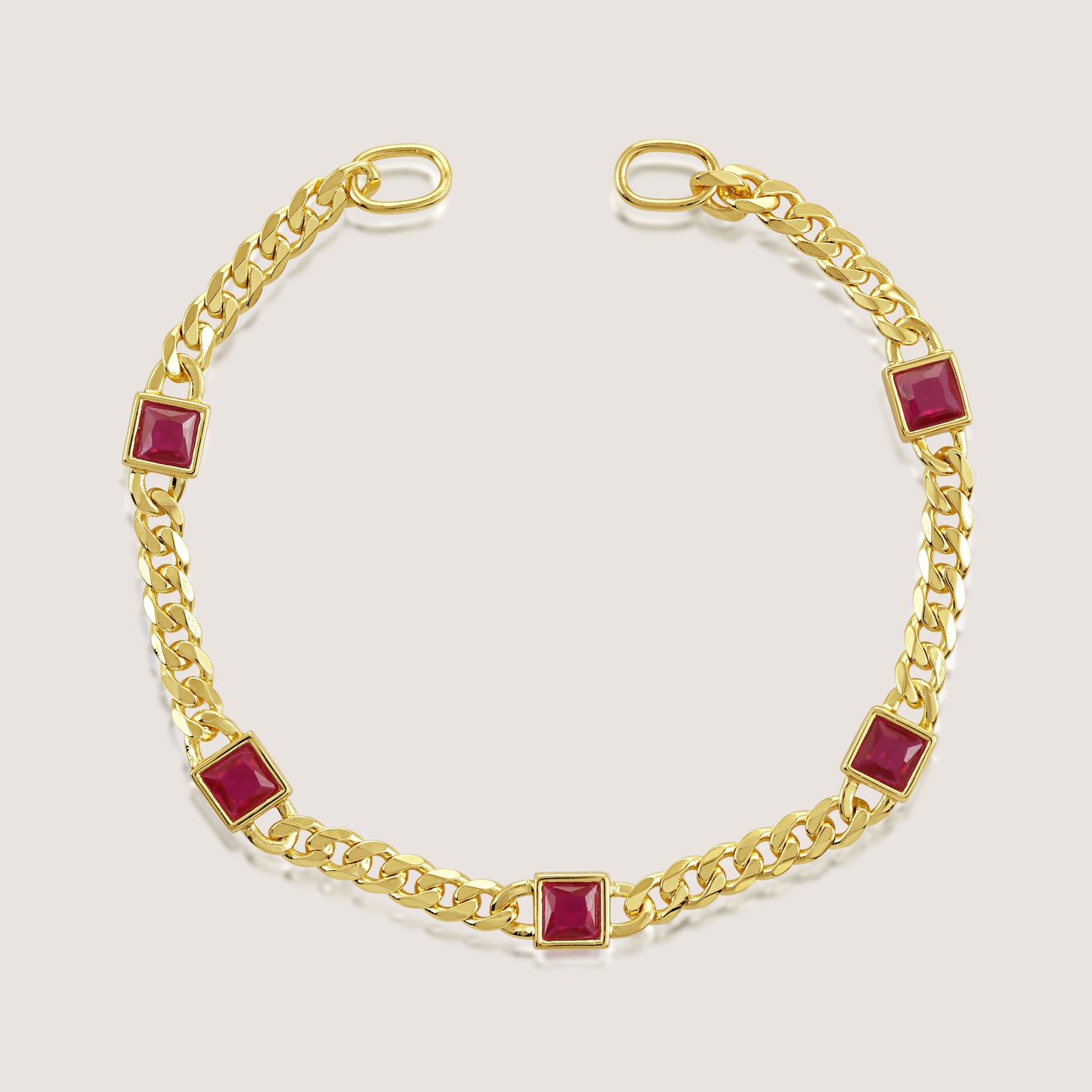 White Background - Front of KiraKira curb chain Bracelet | 925 Silver Gold Plated from Nishani’s Kira Kira festive collection — handcrafted bracelet in gold-plated 925 silver.