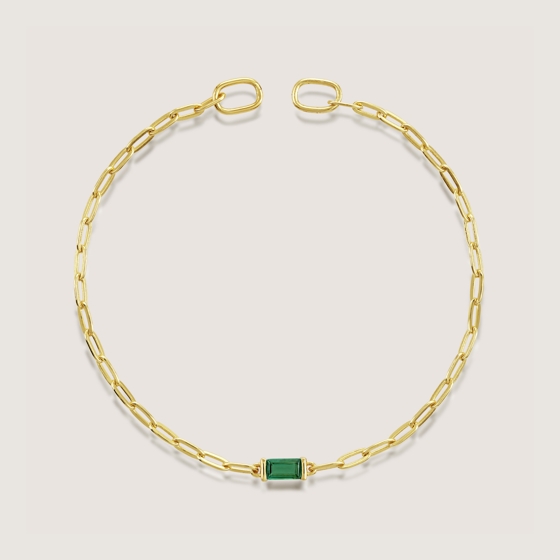 White Background - Front of KiraKira emerald chain Bracelet | 925 Silver Gold Plated from Nishani’s Kira Kira festive collection — handcrafted bracelet in gold-plated 925 silver.
