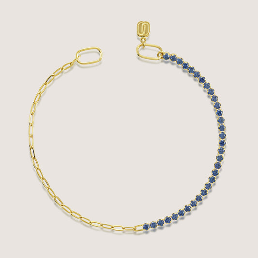 White Background - Front of KiraKira half Tennis Bracelet | 925 Silver Gold Plated from Nishani’s Kira Kira festive collection — handcrafted bracelet in gold-plated 925 silver.