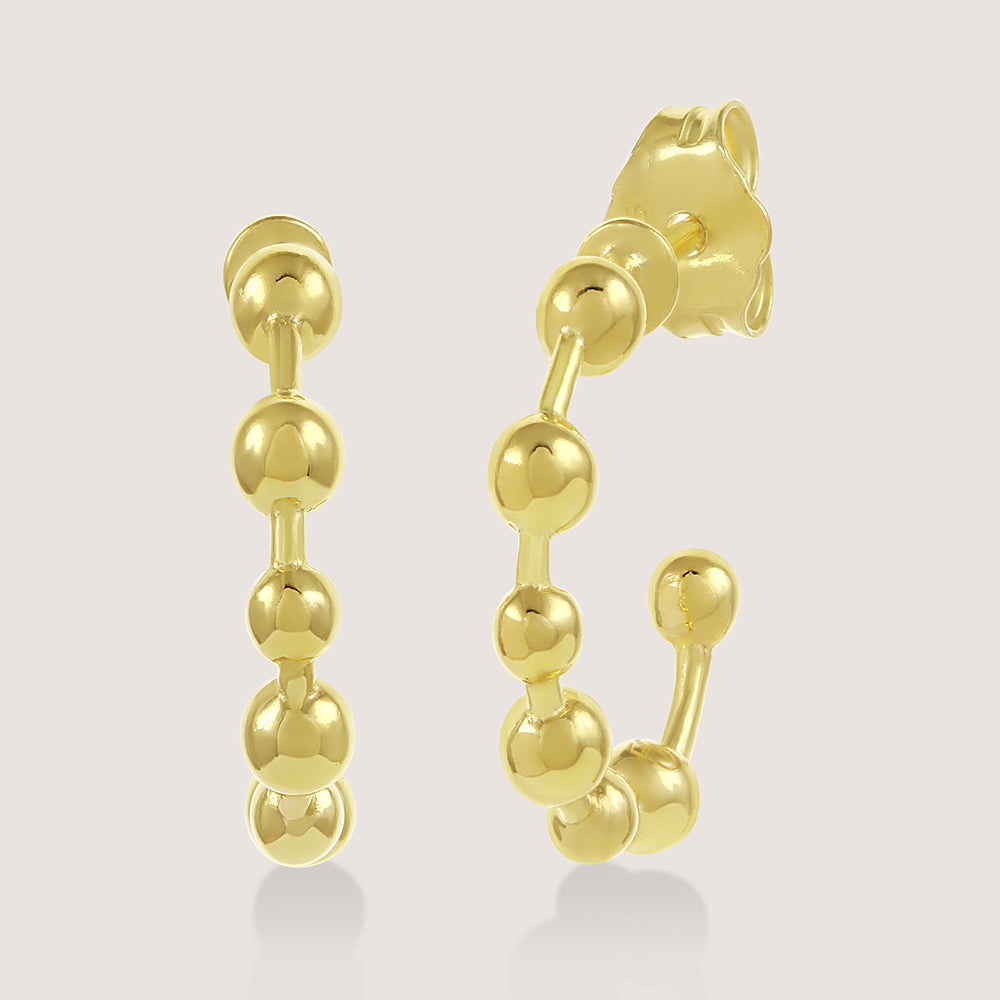 White Background - Front of Ukiyo Ball Hoops — a minimal, gold-plated 925 silver design crafted for everyday wear from Nishani’s Ukiyo collection.