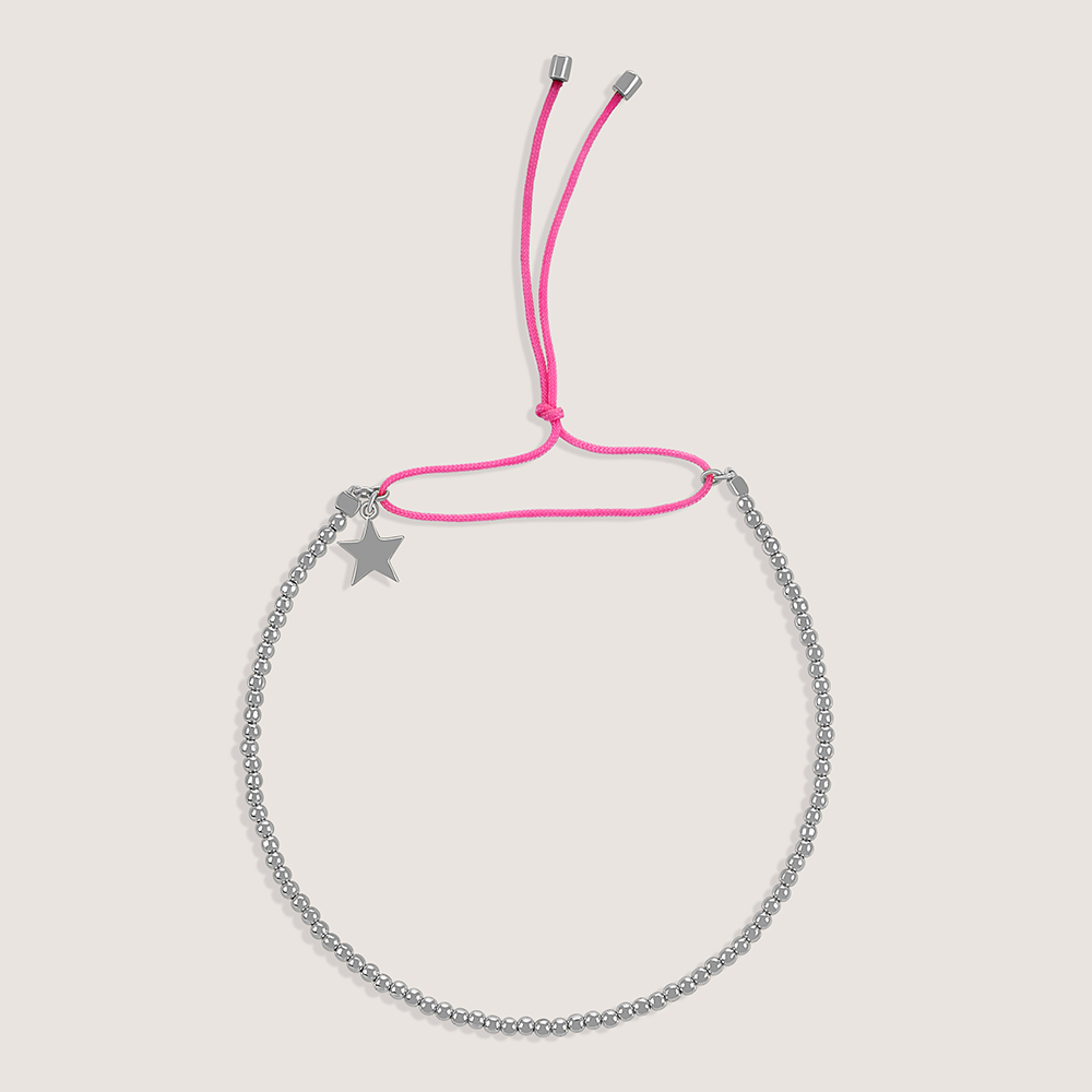 White Background - Front of Ukiyo Beaded Thread Bracelet — a minimal, rhodium-plated 925 silver design crafted for everyday wear from Nishani’s Ukiyo collection.