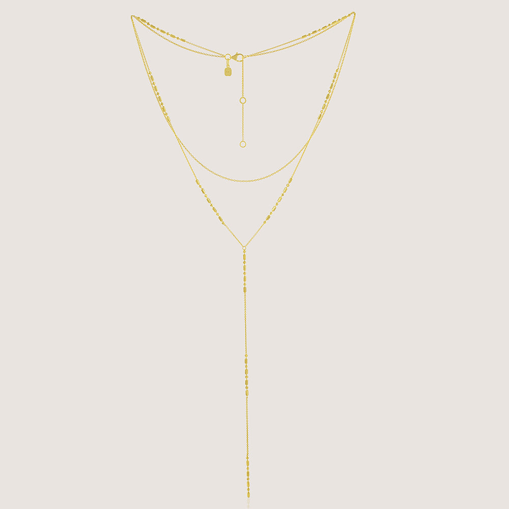 White Background - Front of Ukiyo Layered Necklace — a minimal, gold-plated 925 silver design crafted for everyday wear from Nishani’s Ukiyo collection.