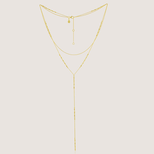 White Background - Front of Ukiyo Layered Necklace — a minimal, gold-plated 925 silver design crafted for everyday wear from Nishani’s Ukiyo collection.