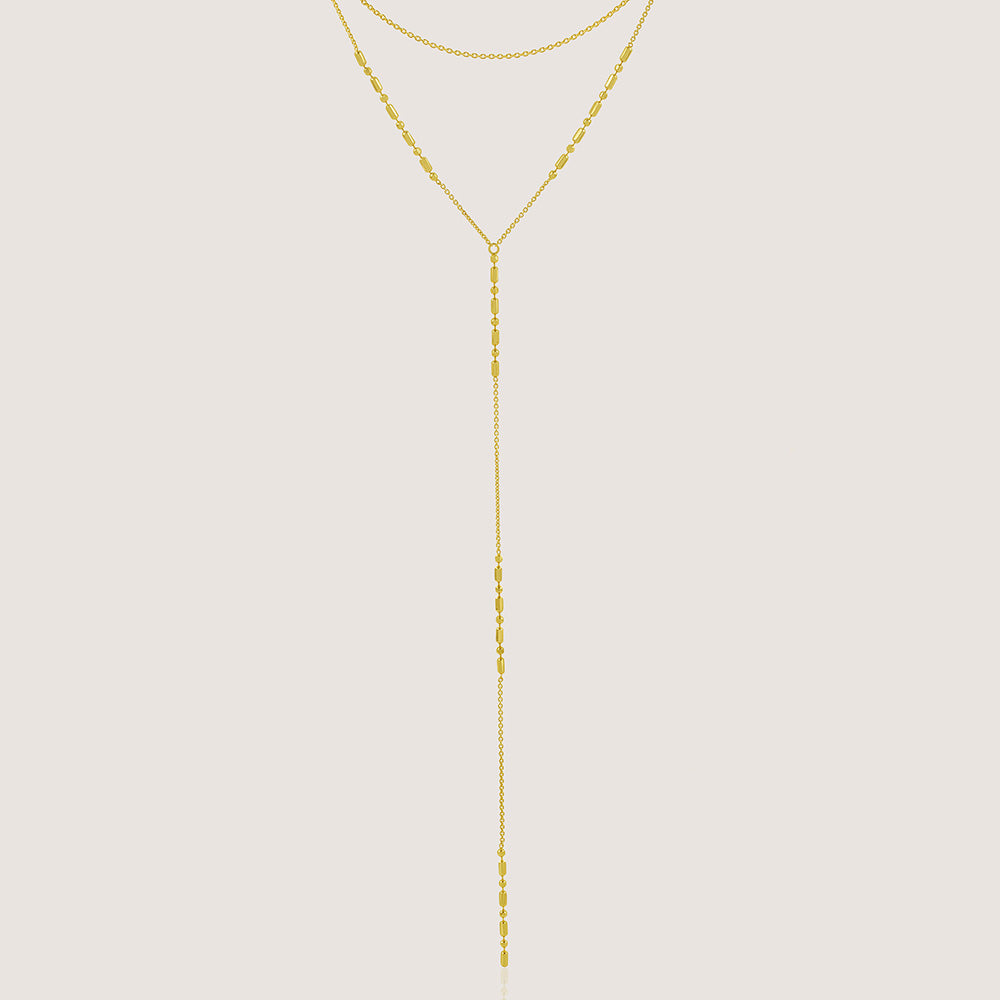 White Background - Front of Ukiyo Layered Necklace — a minimal, gold-plated 925 silver design crafted for everyday wear from Nishani’s Ukiyo collection.