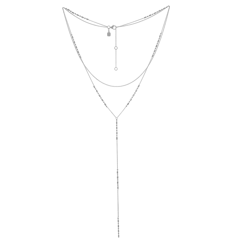 White Background - Front of Ukiyo Layered Necklace — a minimal, rhodium-plated 925 silver design crafted for everyday wear from Nishani’s Ukiyo collection.