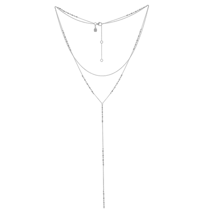 White Background - Front of Ukiyo Layered Necklace — a minimal, rhodium-plated 925 silver design crafted for everyday wear from Nishani’s Ukiyo collection.