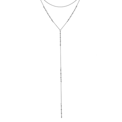 White Background - Front of Ukiyo Layered Necklace — a minimal, rhodium-plated 925 silver design crafted for everyday wear from Nishani’s Ukiyo collection.